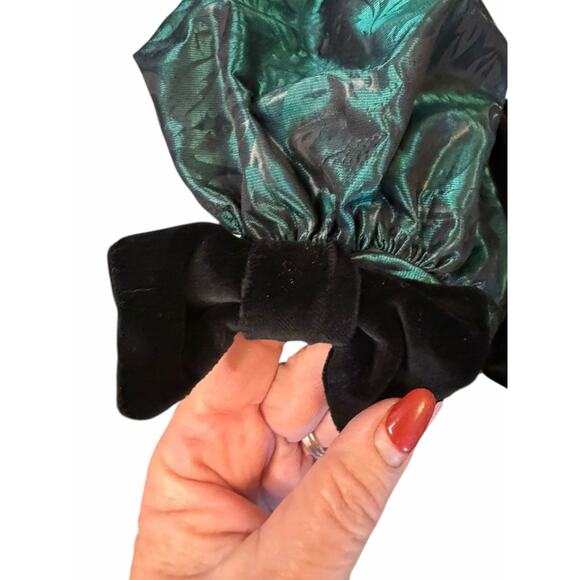 Vintage Laura Ashley Green Velvet and Taffeta Dress - Size 14 - Picture 9 of 16